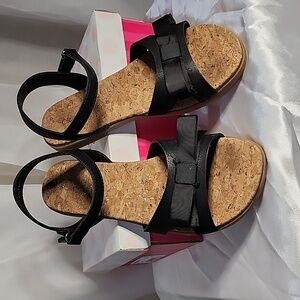 Girls Cupcake Couture Black Sandals with Bow Detail